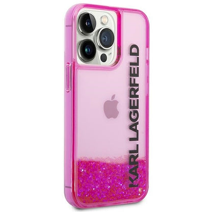 Case for Apple iPhone 14 Pro Max, Karl Lagerfeld, Liquid Glitter KL Logo, Pink