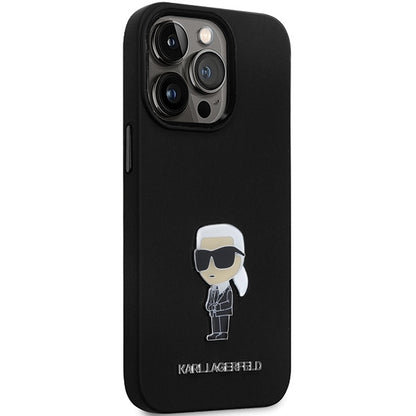 Case for Apple iPhone 14 Pro Max, Karl Lagerfeld, Silicone Ikonik Karl Metal, Black
