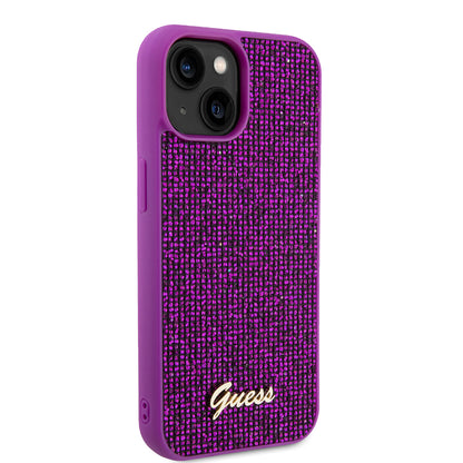 Case for Apple iPhone 15, Guess, Disco Metal Script, Fuchsia