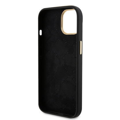 Case for Apple iPhone 15, Guess, Script Metal Logo & Frame, Black