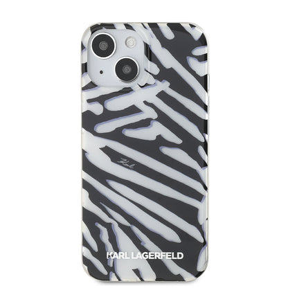 Case for Apple iPhone 15, Karl Lagerfeld, IML Luxury Zebra Pattern with Strap, Black