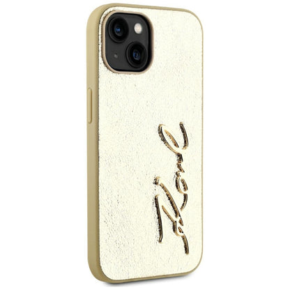 Case for Apple iPhone 15, Karl Lagerfeld, Metal Signature, Gold