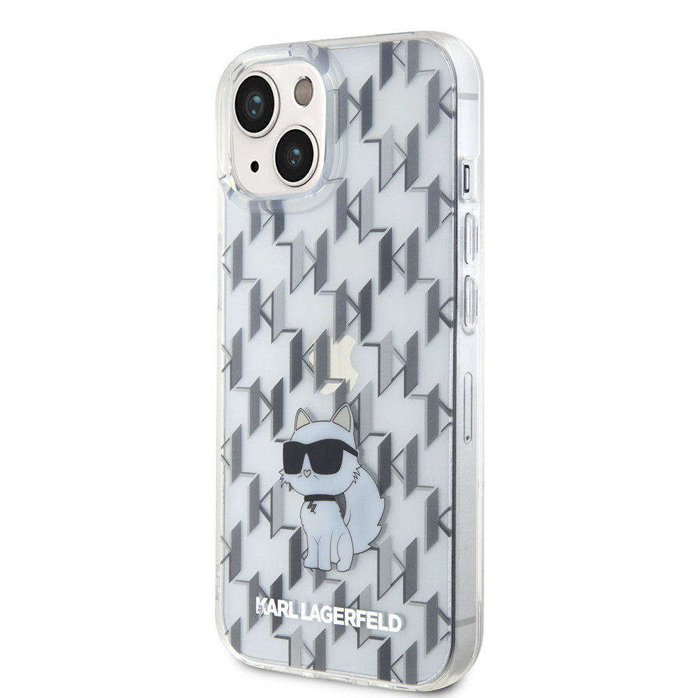 Case for Apple iPhone 15, Karl Lagerfeld, Monogram Choupette, Transparent