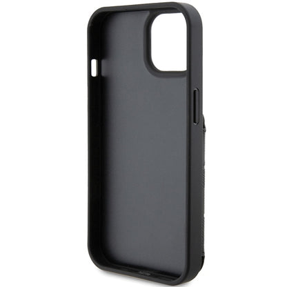 Case for Apple iPhone 15, Karl Lagerfeld, Saffiano Cardslots and Stand Monogram Ikonik Karl, Black