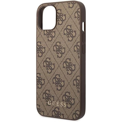 Case for Apple iPhone 15 Plus, Guess, 4G Metal Gold Logo, Brown