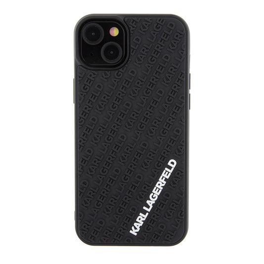 Case for Apple iPhone 15 Plus, Karl Lagerfeld, 3D Rubber Multi Logo, Black