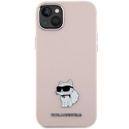 Case for Apple iPhone 15 Plus, Karl Lagerfeld, Silicone Choupette Metal, Pink