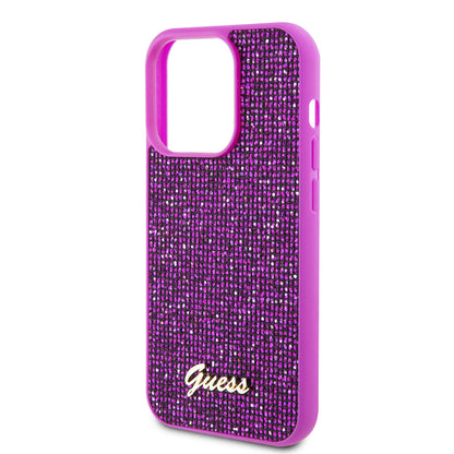 Case for Apple iPhone 15 Pro, Guess, Disco Metal Script, Fuchsia