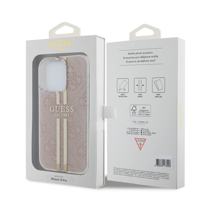 Case for Apple iPhone 15 Pro, Guess, IML 4G Gold Stripe, Pink