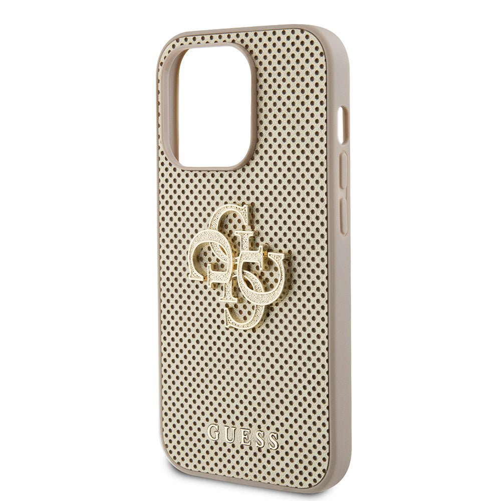 Case for Apple iPhone 15 Pro, Guess, Perforated 4G, Gold