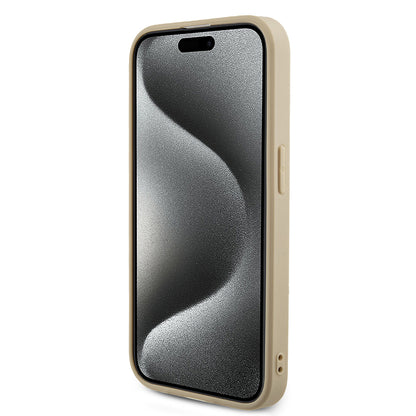 Case for Apple iPhone 15 Pro, Guess, Saffiano Iridescent Script, Gold
