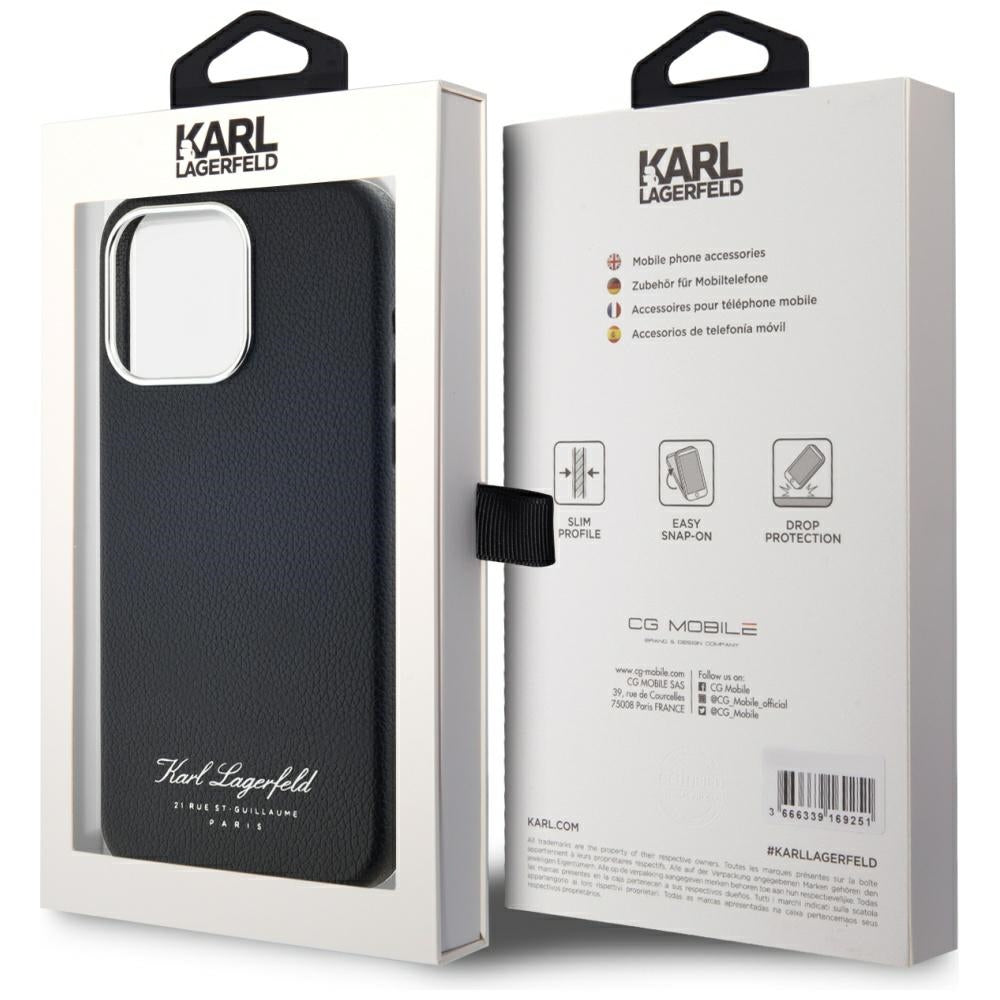 Case for Apple iPhone 15 Pro, Karl Lagerfeld, Grained Hotel RSG, Black