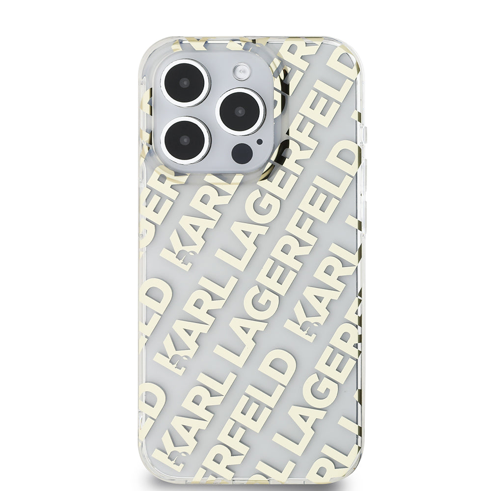 Case for Apple iPhone 15 Pro, Karl Lagerfeld, IML Electroplated Repeated Logo, Gold