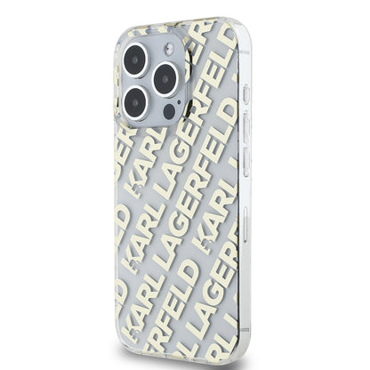 Case for Apple iPhone 15 Pro, Karl Lagerfeld, IML Electroplated Repeated Logo, Gold