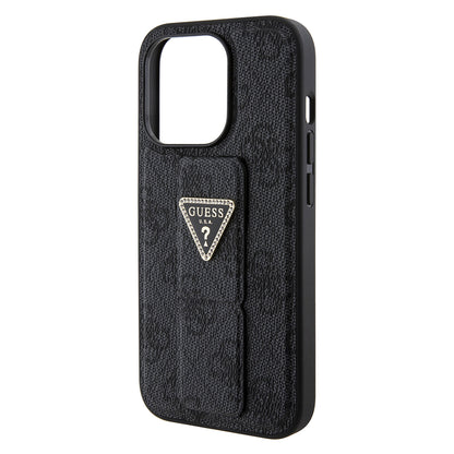 Case for Apple iPhone 15 Pro Max, Guess, Grip Stand 4G Triangle Strass, Black