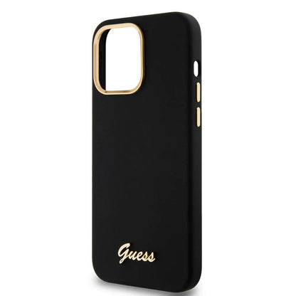 Case for Apple iPhone 15 Pro Max, Guess, Script Metal Logo & Frame, Black