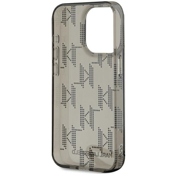 Case for Apple iPhone 15 Pro Max, Karl Lagerfeld, IML Luxury Monogram KL Pattern with Strap, Black