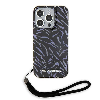 Case for Apple iPhone 15 Pro Max, Karl Lagerfeld, Zebra with Cord Strap, Purple