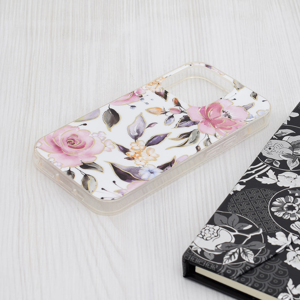 Case for Apple iPhone 15 Pro, Techsuit, Marble, White