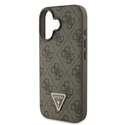 Case for Apple iPhone 16, Guess, 4G Triangle Strass, Brown