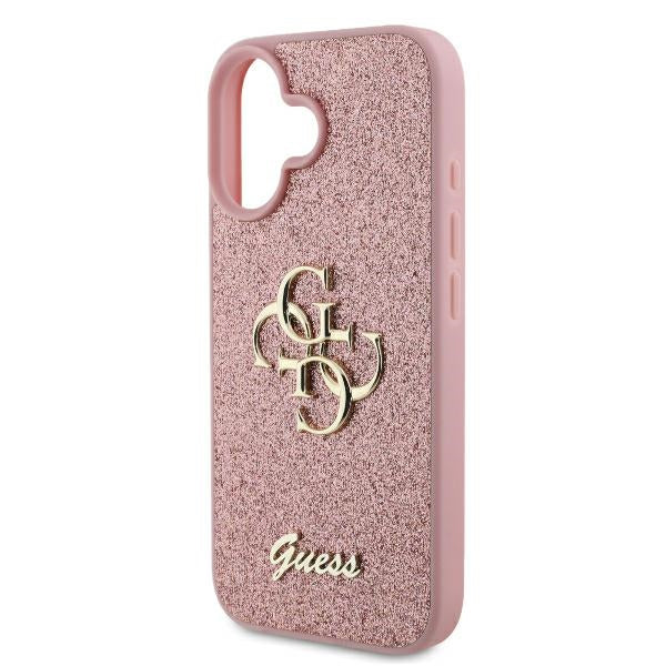 Case for Apple iPhone 16, Guess, Fixed Glitter Big 4G, Pink
