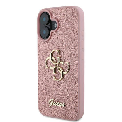 Case for Apple iPhone 16, Guess, Fixed Glitter Big 4G, Pink
