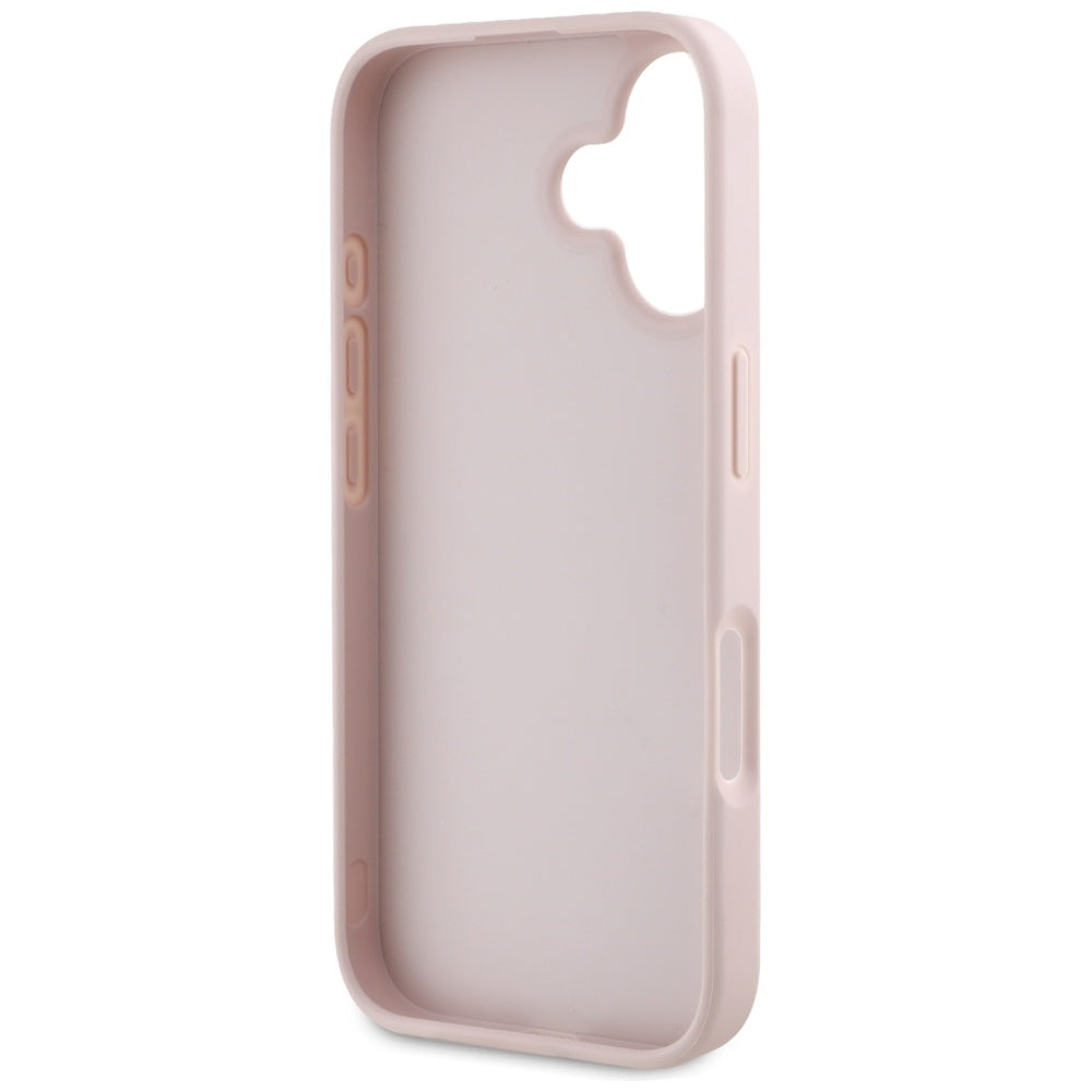 Case for Apple iPhone 16, Guess, Grained Big 4G Logo Small Classic Logo, Pink
