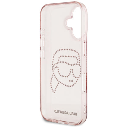 Case for Apple iPhone 16, Karl Lagerfeld, IML Rhinestones Karl's Head, Pink