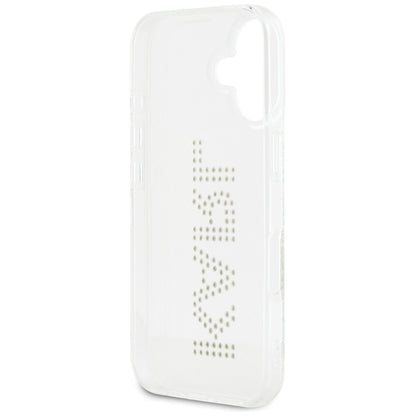 Case for Apple iPhone 16, Karl Lagerfeld, IML Rhinestones Transparent Logo, Transparent