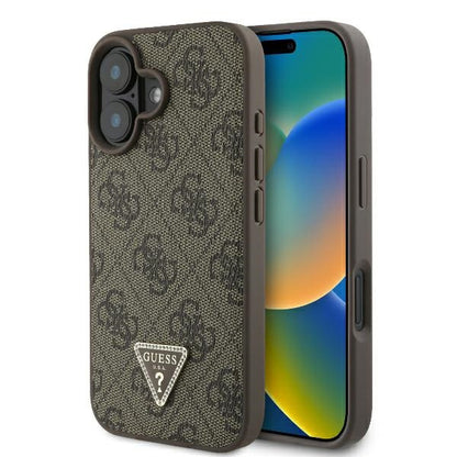 Case for Apple iPhone 16 Plus, Guess, 4G Triangle Strass, Brown