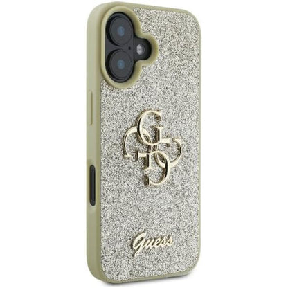 Case for Apple iPhone 16 Plus, Guess, Fixed Glitter Big 4G, Gold