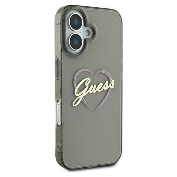 Case for Apple iPhone 16 Plus, Guess, IML Heart, Black
