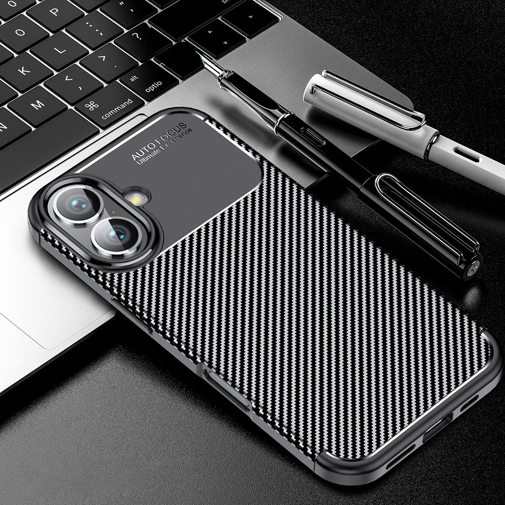 Case for Apple iPhone 16 Plus, Techsuit, CarbonFiber, Black