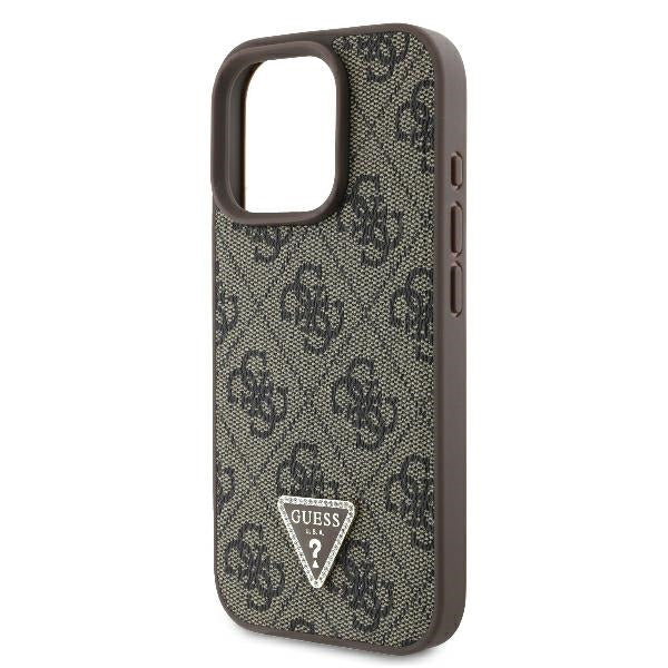 Case for Apple iPhone 16 Pro, Guess, 4G Triangle Strass, Brown