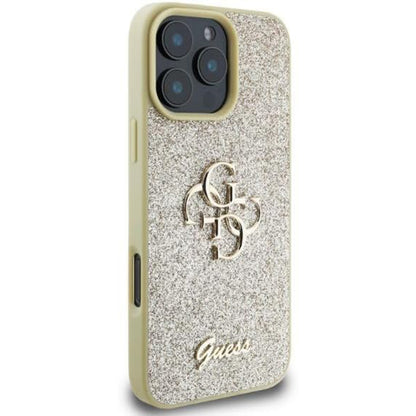 Case for Apple iPhone 16 Pro, Guess, Fixed Glitter Big 4G, Gold