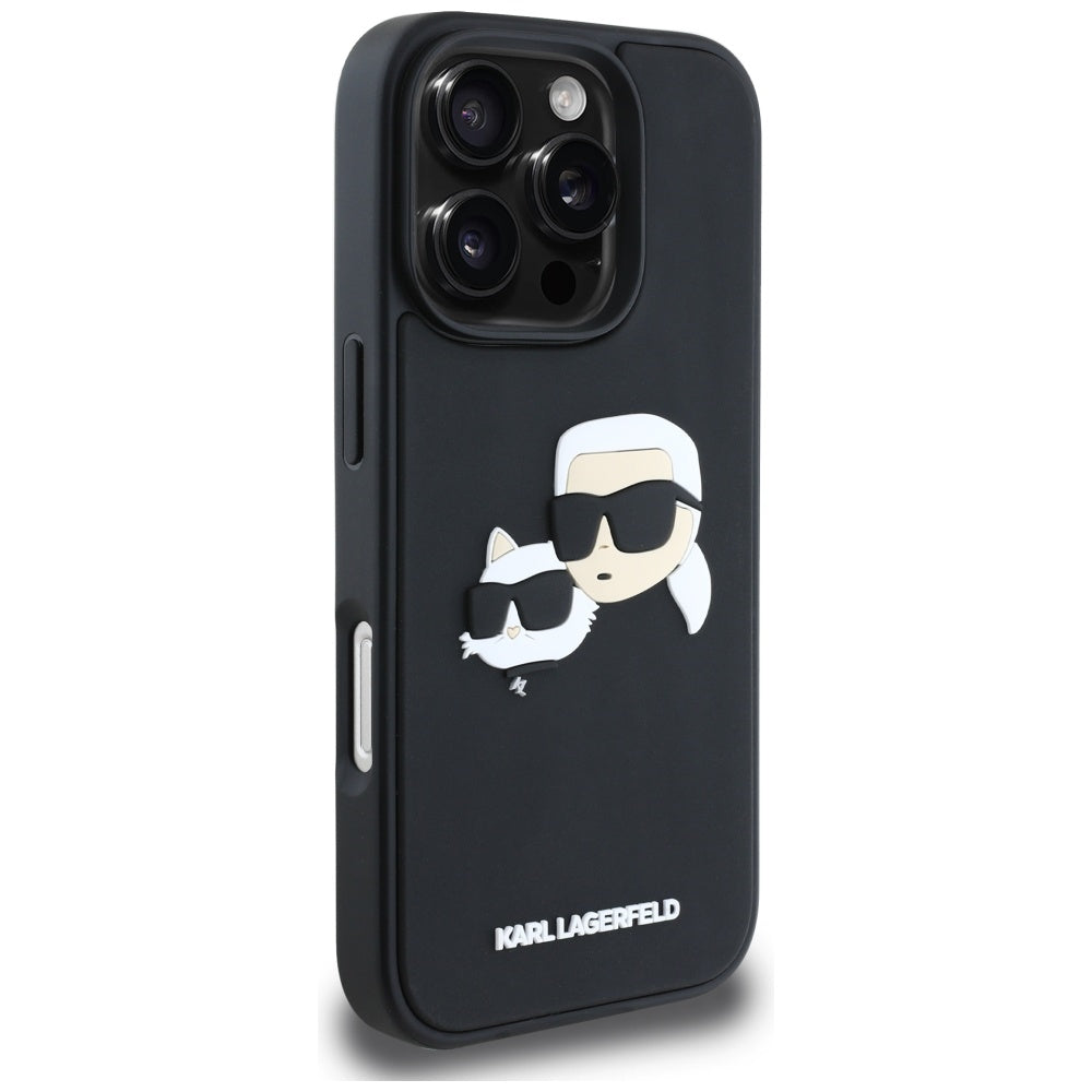 Case for Apple iPhone 16 Pro, Karl Lagerfeld, 3D Rubber Karl & Choupette, Black