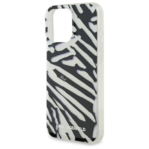 Case for Apple iPhone 16 Pro, Karl Lagerfeld, IML Luxury Zebra Pattern with Strap, Black