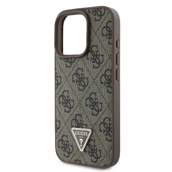 Case for Apple iPhone 16 Pro Max, Guess, Crossbody 4G Triangle Strass, Brown
