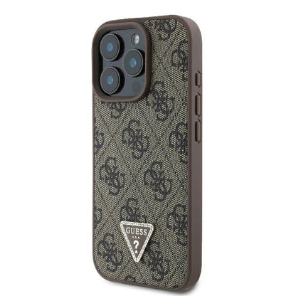 Case for Apple iPhone 16 Pro Max, Guess, Crossbody 4G Triangle Strass, Brown