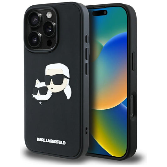 Case for Apple iPhone 16 Pro Max, Karl Lagerfeld, 3D Rubber Karl & Choupette, Black