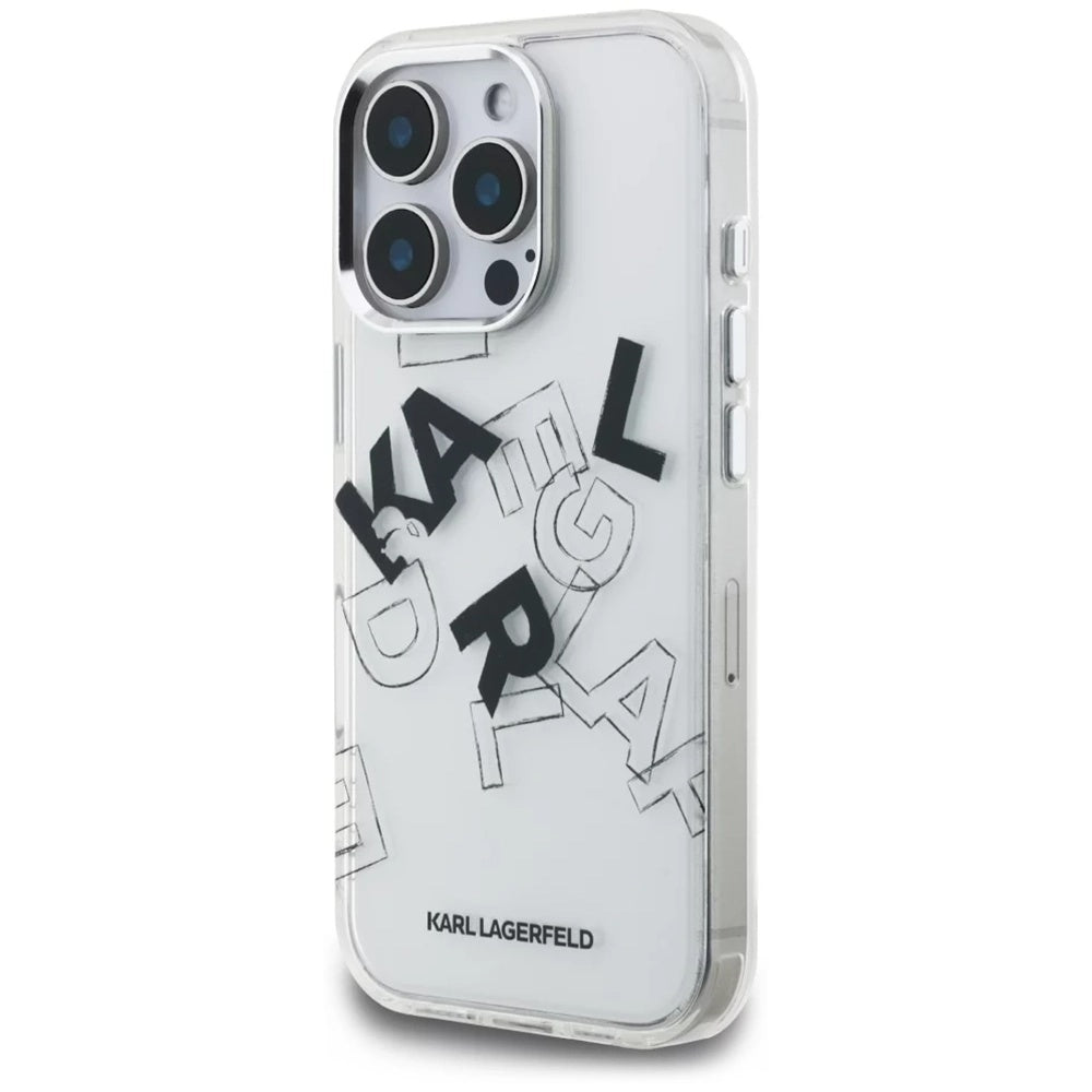 Case for Apple iPhone 16 Pro Max, Karl Lagerfeld, IML Sketched Graphic Logo, Transparent