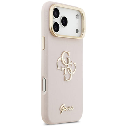 Case for Apple iPhone 17 Pro, Guess, Grained Big 4G Stand Camera, Pink
