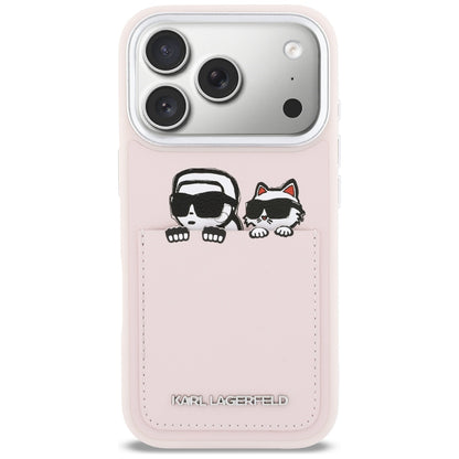 Case for Apple iPhone 17 Pro, Karl Lagerfeld, Karl & Choupette Print with Pocket, Pink