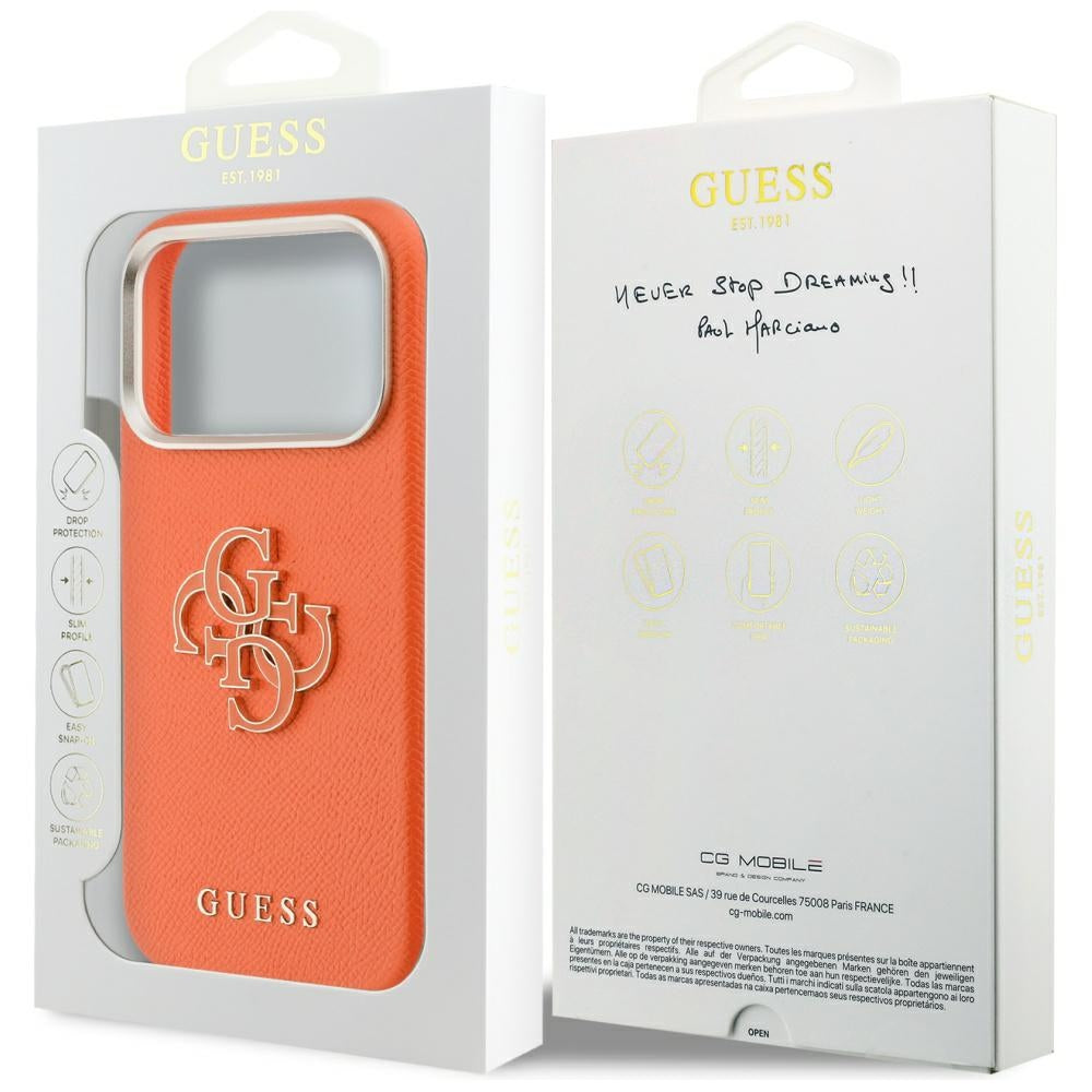 Case for Apple iPhone 17 Pro Max, GUESS, Resin Logo, Orange