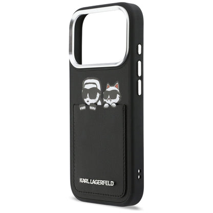 Case for Apple iPhone 17 Pro Max, Karl Lagerfeld, Karl & Choupette Print with Pocket, Black