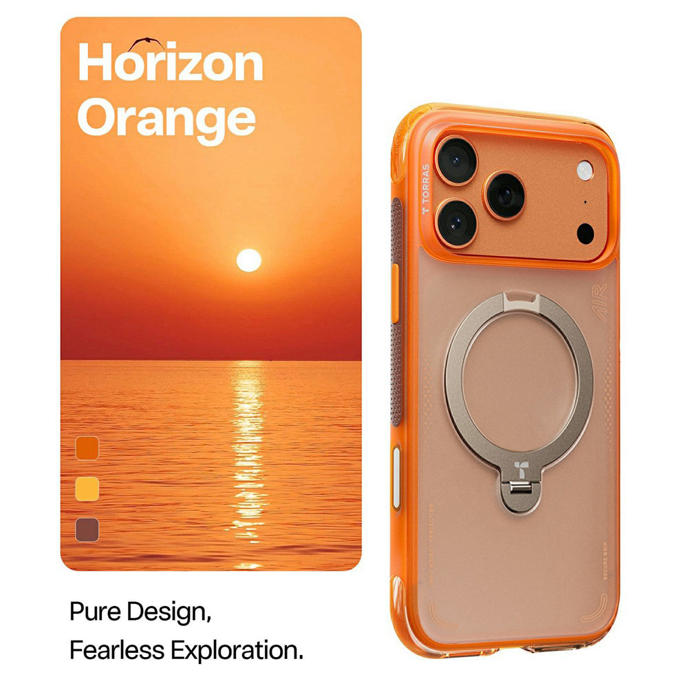 MagSafe Case for Apple iPhone 17 Pro Max, Torras, Ostand Spin Air, Orange