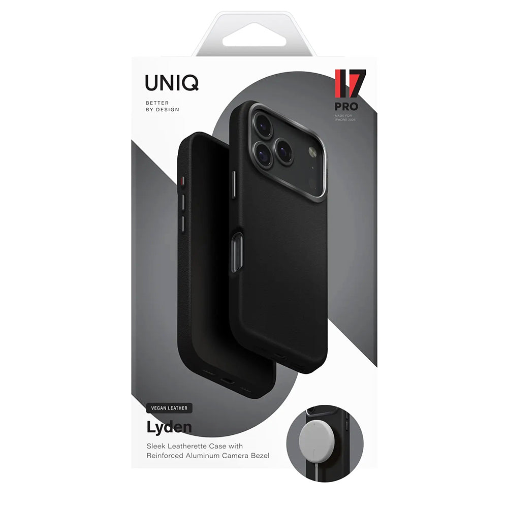 Case for Apple iPhone 17, UNIQ, Lyden Leatherette, Black