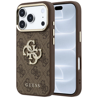 Case for Apple iPhone 18 Pro / 17 Pro, Guess, 4G Big Strass Logo, Brown