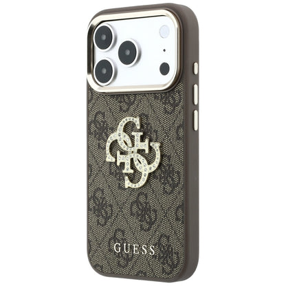 Case for Apple iPhone 18 Pro / 17 Pro, Guess, 4G Big Strass Logo, Brown