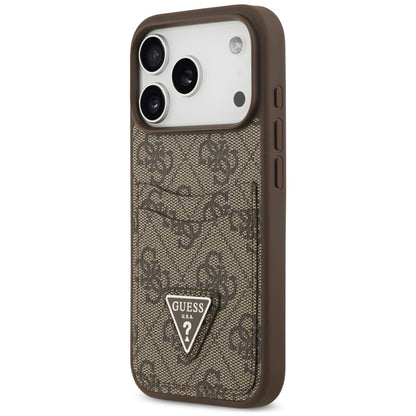 Case for Apple iPhone 18 Pro / 17 Pro, Guess, 4G Double Card Triangle, Brown